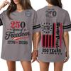 Women Casual V Neck Jersey Shirt 250 Years Anniversary Print Short Sleeve Athletic T Shirt Top for Independence Day Celebration