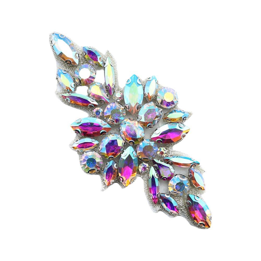 Glitter Rhinestone Applique Sequined Multi-functional Flower Patch DIY Clothes Decoration Flatback Iron On Applique Wedding Gown