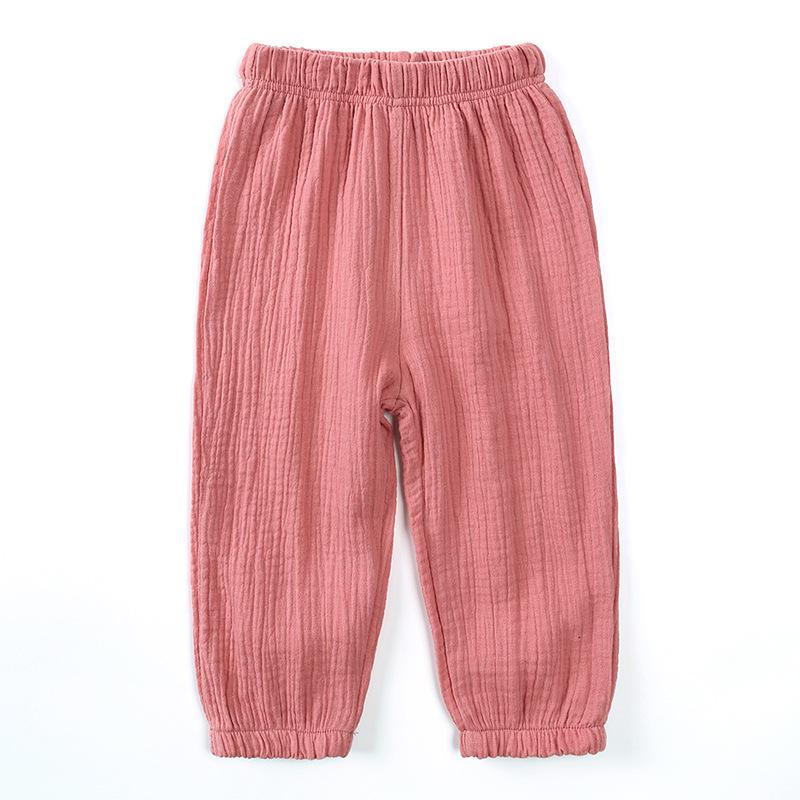 Kids' Summer Korean-Style Double-Layer Cotton Gauze Mosquito-Repellent Retro Pants