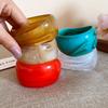 Minority Design Irregular Wide Bracelet Exaggerated Geometric Hand Ring Retro Acrylic Bangle  Daily