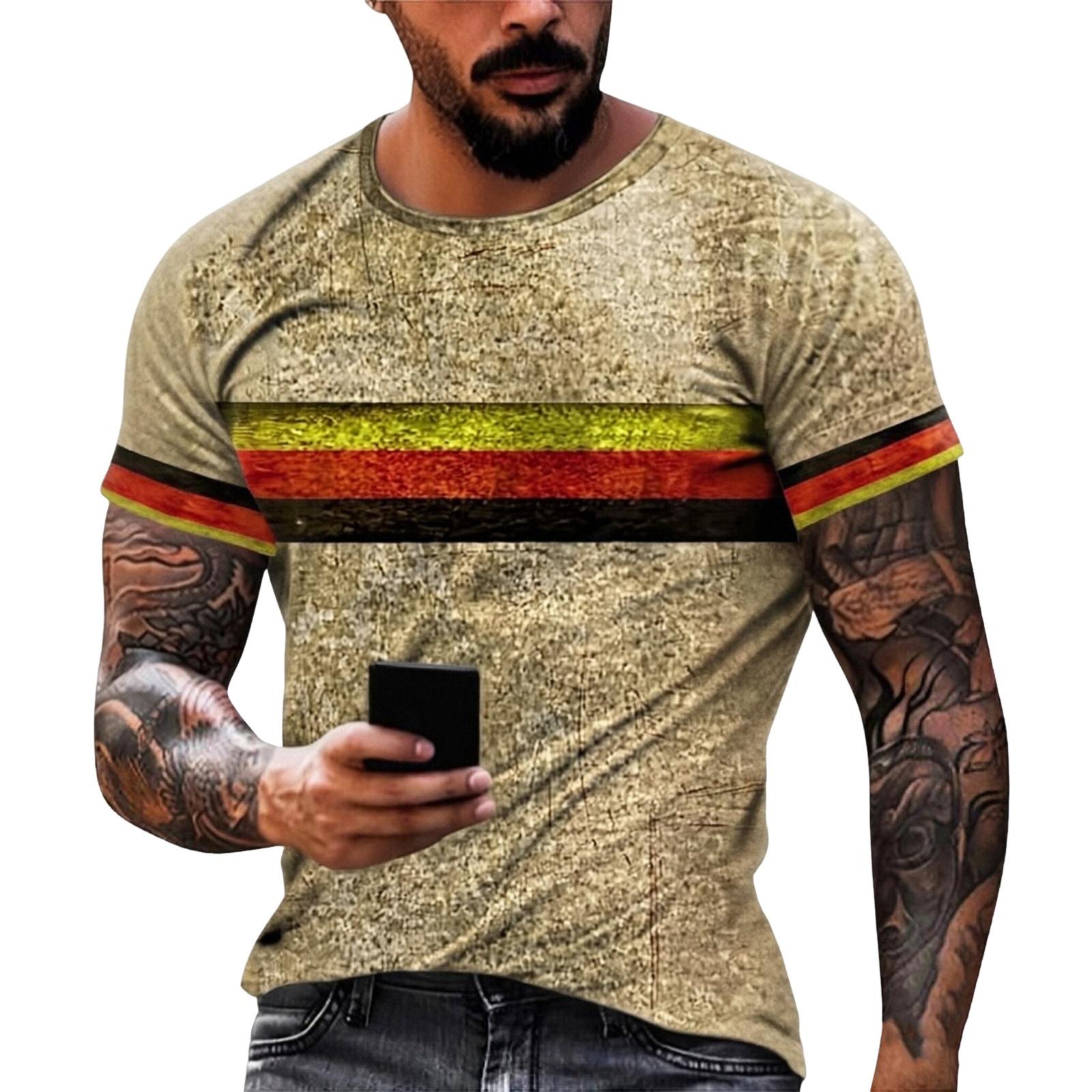 Men s Printed T-Shirt Men s Loose Casual Short Sleeve Top L