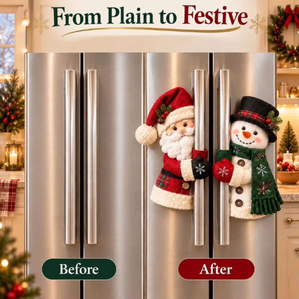 Santa Style Handle Covers Snowman Handles Appliance Handle Covers Fridge Door