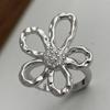 925 Sterling Silber Fingerringe für Damen Große Blume Partner Minimalistischer Ring Party Schmuck Geschenk Allergie Vorbeugend