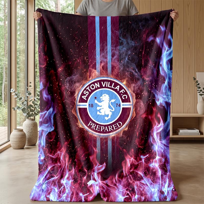 Coperta in Flanella con Stampa Aston Villa, Morbida Calda Leggera Coperta da Divano Letto Campeggio
