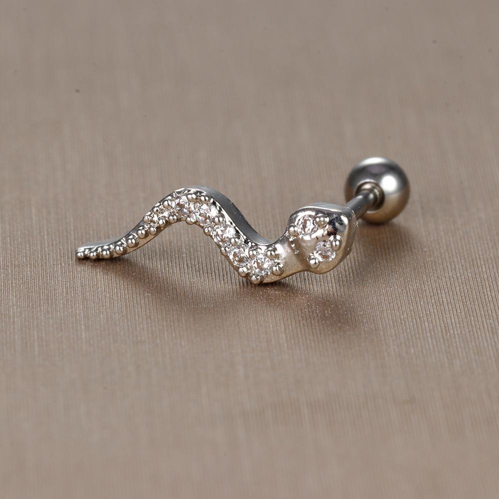 Gold Stainless Steel Earrings with Zircon Studs - Creative and Elegant Design