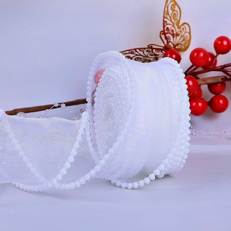 Pearl Fish‑Tail Tulle Ribbon, Decorative Tape for Flower Cake Gift Box Wrapping, Bow Making Handmade DIY Craft Material