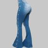 Plus Size Women's Summer High Waist Stretch Drag Flare Jeans
