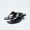 Été Carré Bout Clip Femmes Pantoufles Élégantes Talon Haut Fin Robe Slides Dames Danse Fête Bal Chaussures