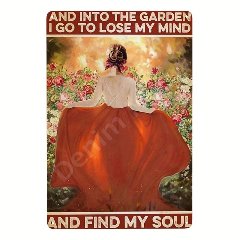 Welcome To Our Garden Metal Tin Signs, Dirty Hoe Wall Art, Sunflower Retro Poster for Home, Yard, Plants Decor, Garden Rule S