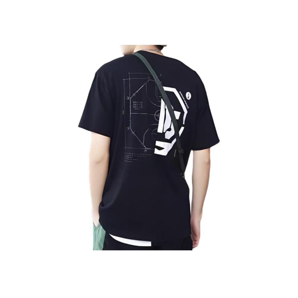 Li-Ning Loose Fit Round Neck Short Sleeve T-Shirt Men Tops Black AHSQ229-4