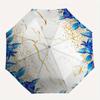 Marble Floral Automatic Folding Umbrella  Simple 8 Rib Design, Bright Cartoon Pattern, Durable Iron Frame, Suitable For Travel, Outdoor, Bea