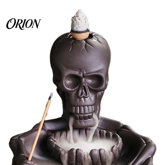 Soporte Quemador de Incienso Esqueleto, Soporte de Conos de Cascada de Flujo Inverso, Difusor de Varillas Artístico de Calavera Gótica para Decoración del Hogar de Halloween, Accesorio de Meditación