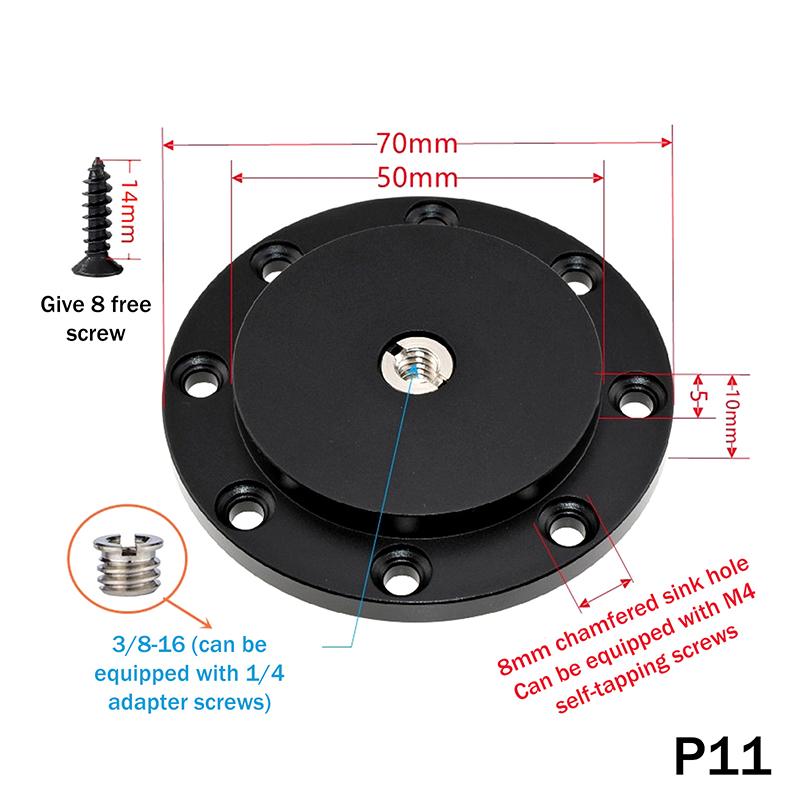 Sko Montering Metalplade Vægmontering 1/4 3/8 Tomme Gevind Stativ Adapter Holder Til Projektor Skærm Camping Lys Blitz Kamera