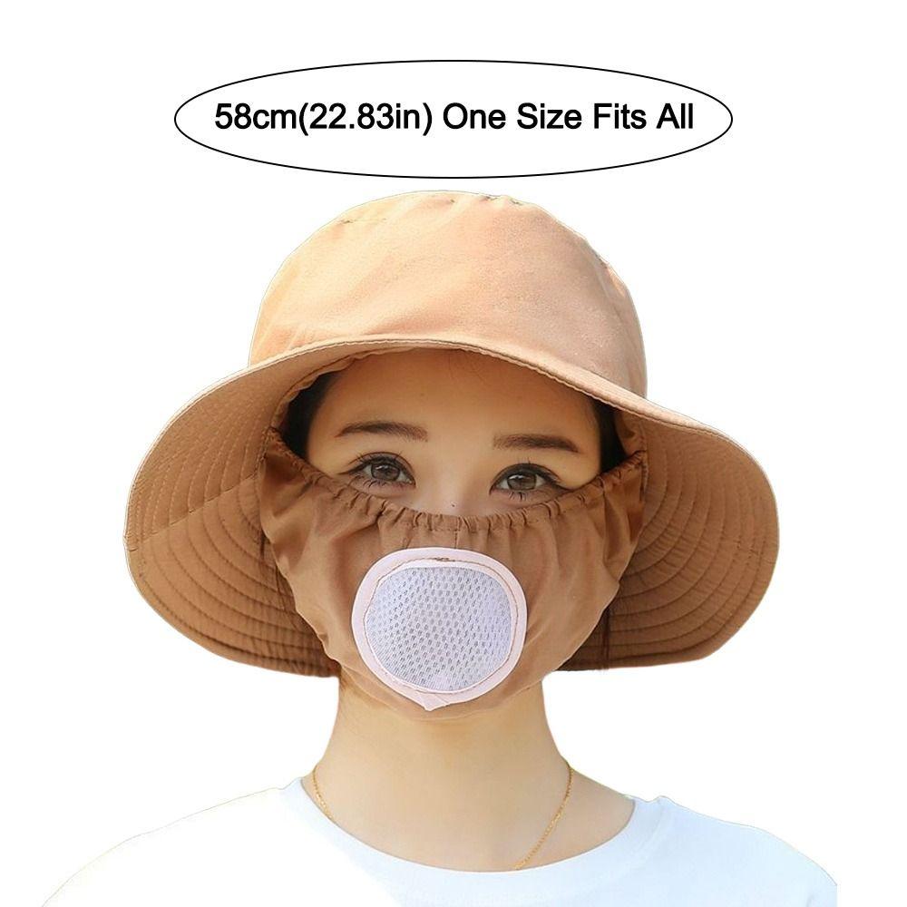 New With Mask Agricultural Work Hat Wide Brim Protect Neck Anti-uv Fisherman Hat Dust Mask Hat Tea Picking Cap Unisex
