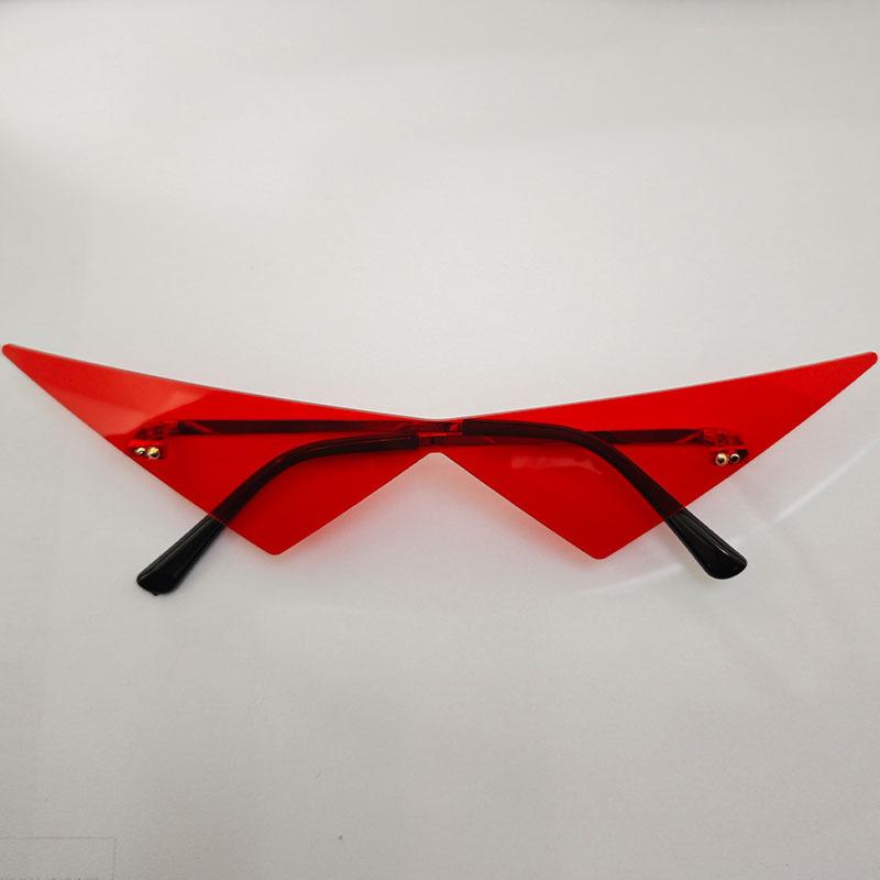 Cat Eye Rimless Sunglasses Women Fashion One Piece Lens Sun Glasses Female Trend Triangle Eyewear Men UV400