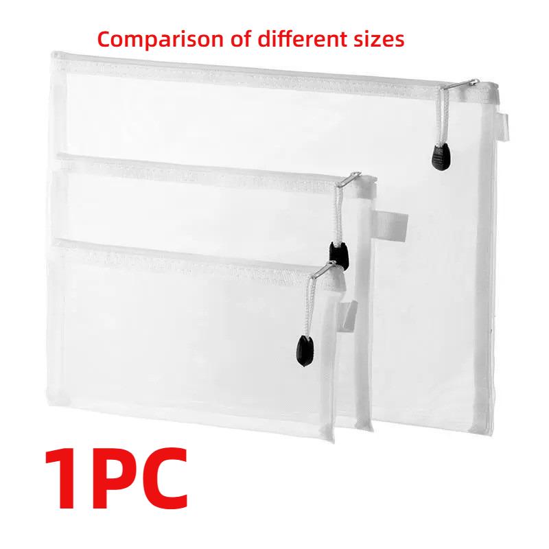 Transparent A4 File Bag Zipper Data Archive Bag Office Mesh Folder Household Miscellaneous Storage Bag Desktop File Organization