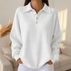 2025 Autumn and Winter New Loose Solid Color Lapel Versatile Polo Shirt Waffle Long-sleeved Women's Top