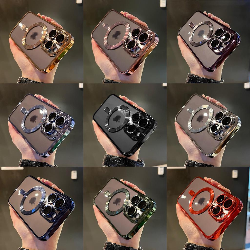 15 For Iphone Promax Magnetic Plating Clear Wireless Charging Shockproof Cover