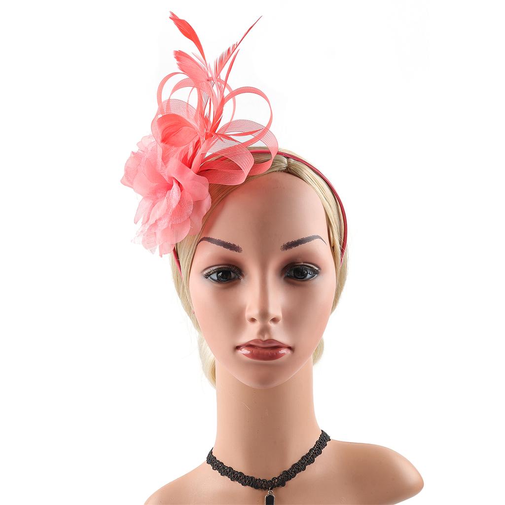 Elegant Feather Hair Accessory For Women Elastic Hairband With Adjustable Clip For Horse Races Parties Photography