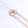 2pcs Per Set Heart Rhinestone Best Friends Engraved Pendant Friendship Necklace