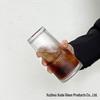 Eco-friendly Large Capacity Vertical Stripe Glass Cup with Straw