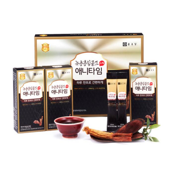 CKD Deer Antler Red Ginseng Anytime Gold 30 Sticks – Premium Korean Health Supplement for Daily Vitality