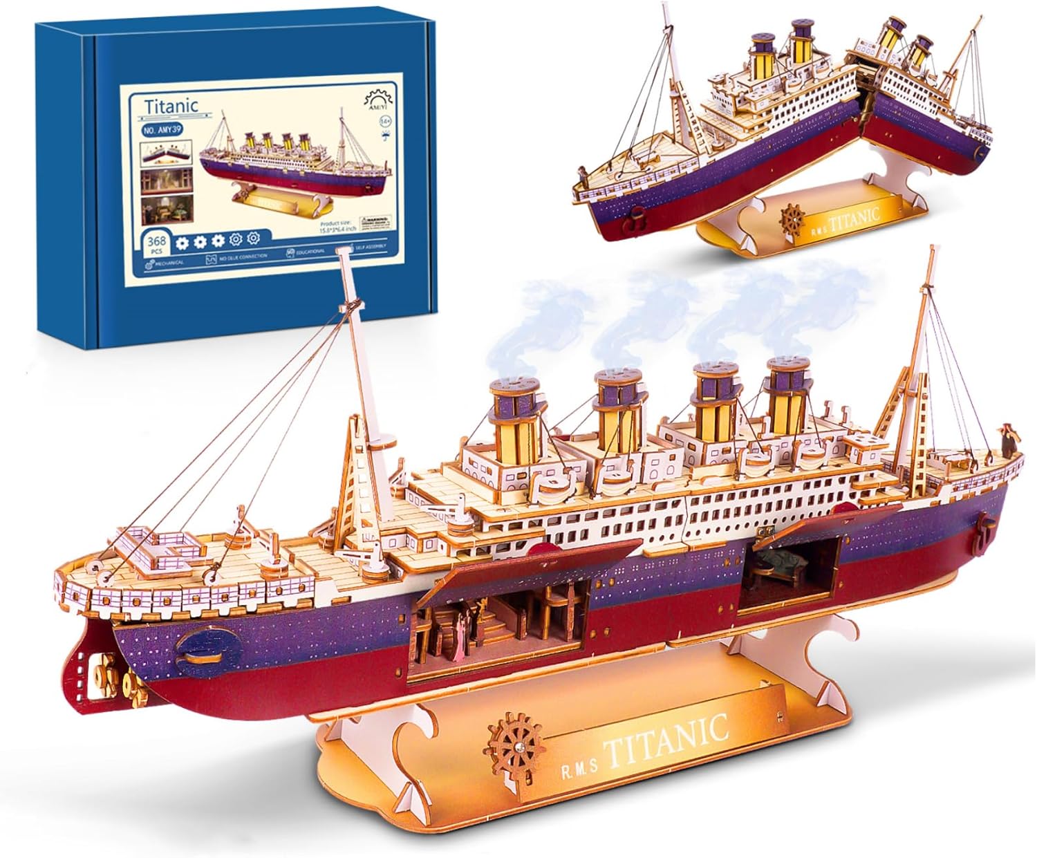 

Non-Toxic Titanic Wooden Building Block Toys Led Version Model Assembly Set For Home Desktop Decoration Gifts For Couples Women Kids 12+ With box