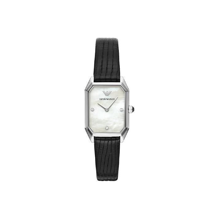 

Emporio Armani Quartz Watch Leather Strap 24mm Mother Of Pearl Dial Fashion Simple Small Square Dial With Diamonds Women watches AR11148-CLG Regular Watch Box