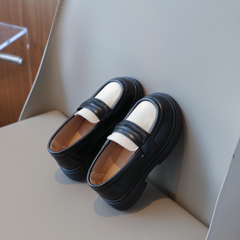 Kinder Slipper Patchwork Elegant Slipper Unisex Schule Jungen Mädchen Lederschuh Frühling Chunky PU-Leder Schick Kinderschuh 23-35