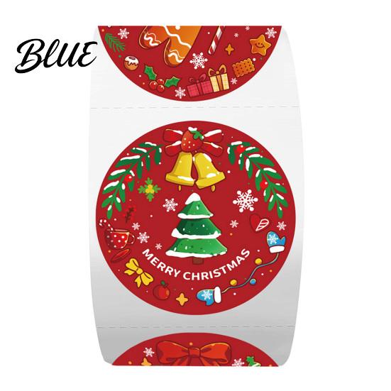 Bulk Holiday Seals Christmas Roll Stickers 8 Festive Patterns Print Round Envelope Coated Paper Stickers Seals Decorative for Gift Wrapping