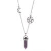 Layered Agate Necklace With Hollow Moon Star Charm For Women Collarbone Jewelry