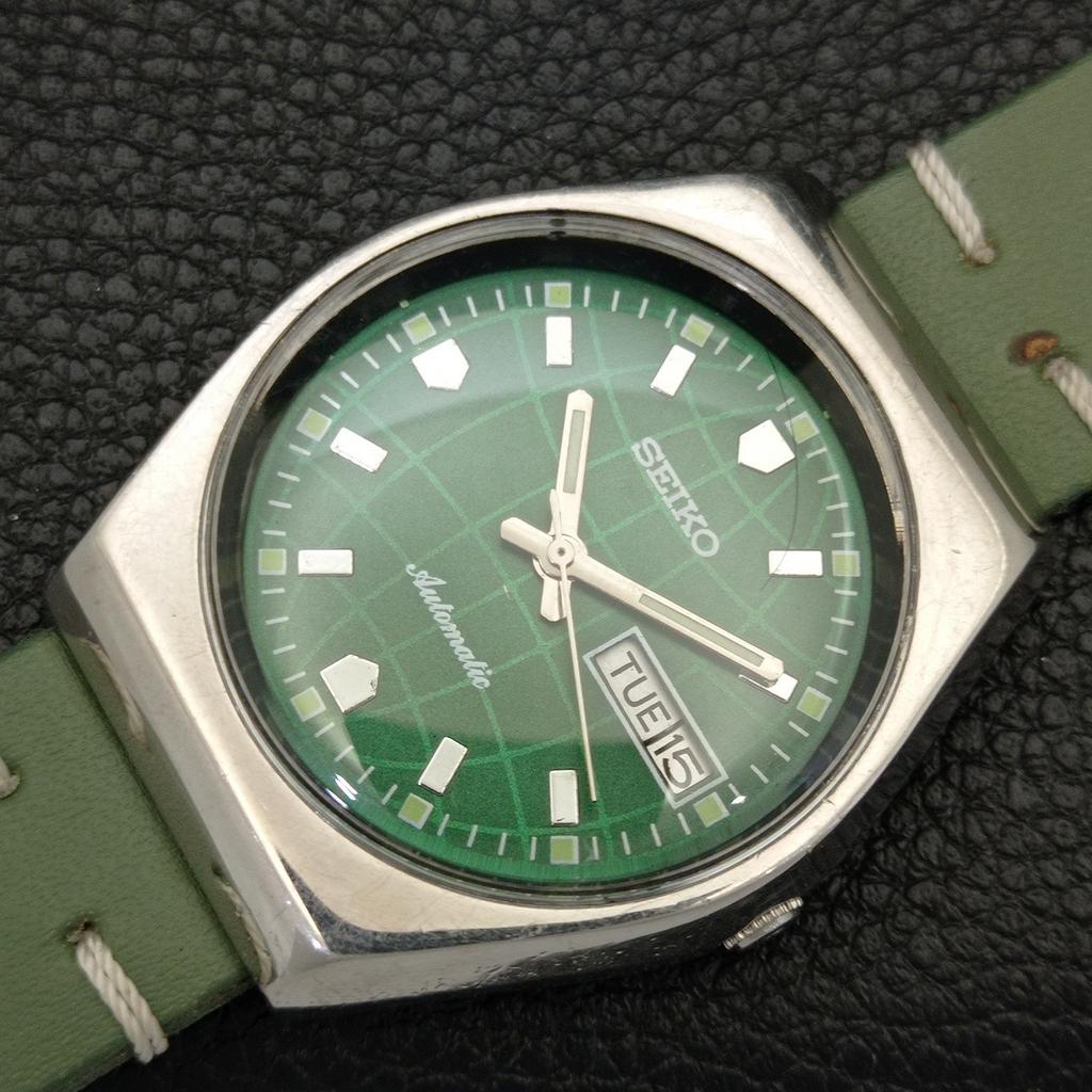 Seiko AUTOMATIC VINTAGE JAPAN 6309A MENS GREEN COLOR DIAL WATCH A701276-5 R206a-a701276