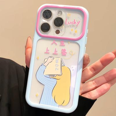Applicable To Apple 11PROMAX Mobile Phone Case Pink and Blue Life On the Signature Cartoon Girl iPhone11 Star Case 11