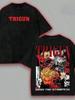 T-shirt Hot Anime Trigun Vash The Stampede Hommes Femmes Coton Lavé Tee Rétro Surdimensionné Graphique Haut Streetwear Mode Vêtements