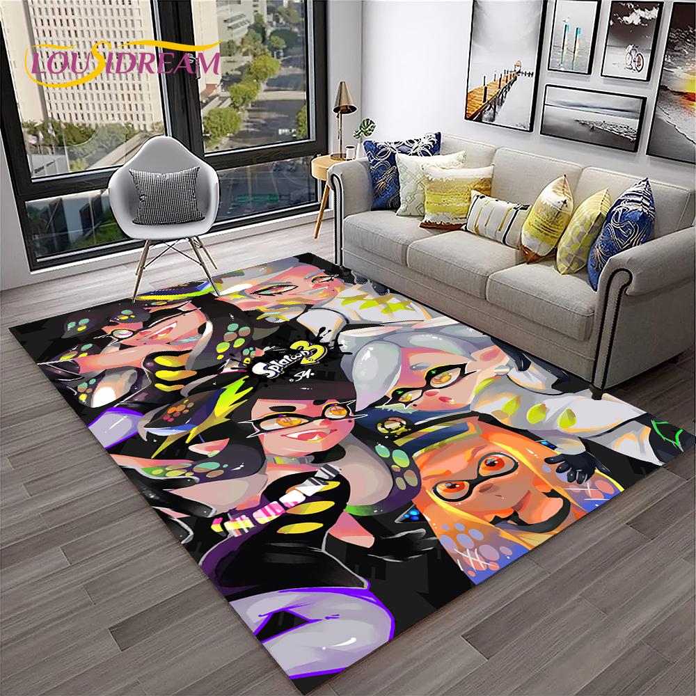 Cartoon PC Gamer 3D Games Splatoon Carpet Rug for Home Living Room Bedroom Sofa Doormat Decor,kids Area Rug Non-slip Floor Mat