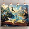 Peter Pan Storybook Fantasy Tapestry Flying Boy Castle Ship Fairy Tale Adventure WallDecor for Kids Room Library ImaginativePlay