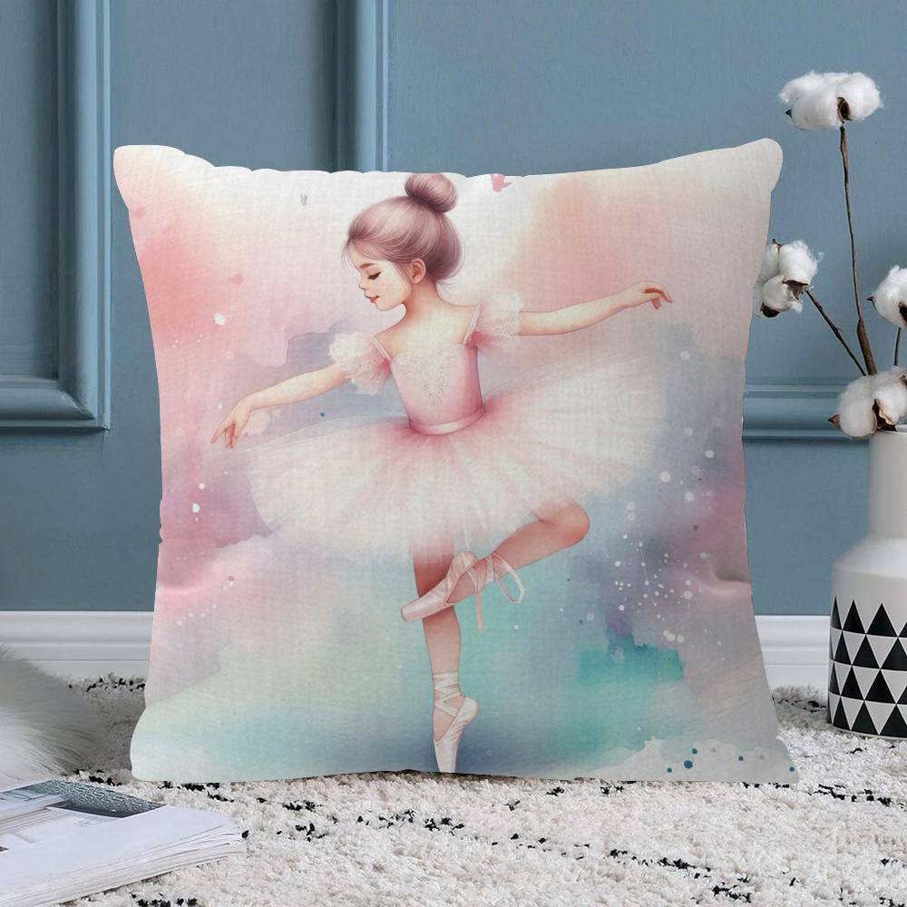 Pink Ballerina Girl Butterfly Pillow Gift Home Office Decoration Bedroom Sofa Car Cushion Cover Case X
