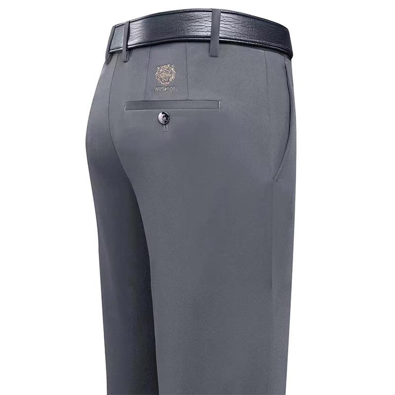 Men's Tiger Head Embroidery Autumn Straight-Leg Stretch Pants - Wrinkle-Resistant Casual Trousers