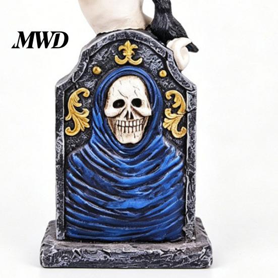 Spooky Home Interior Decor Halloween Tombstone Figurine, Resin Ghost Pumpkin Crow on Creative Gifts Statue for Desktop Haunted House Holiday