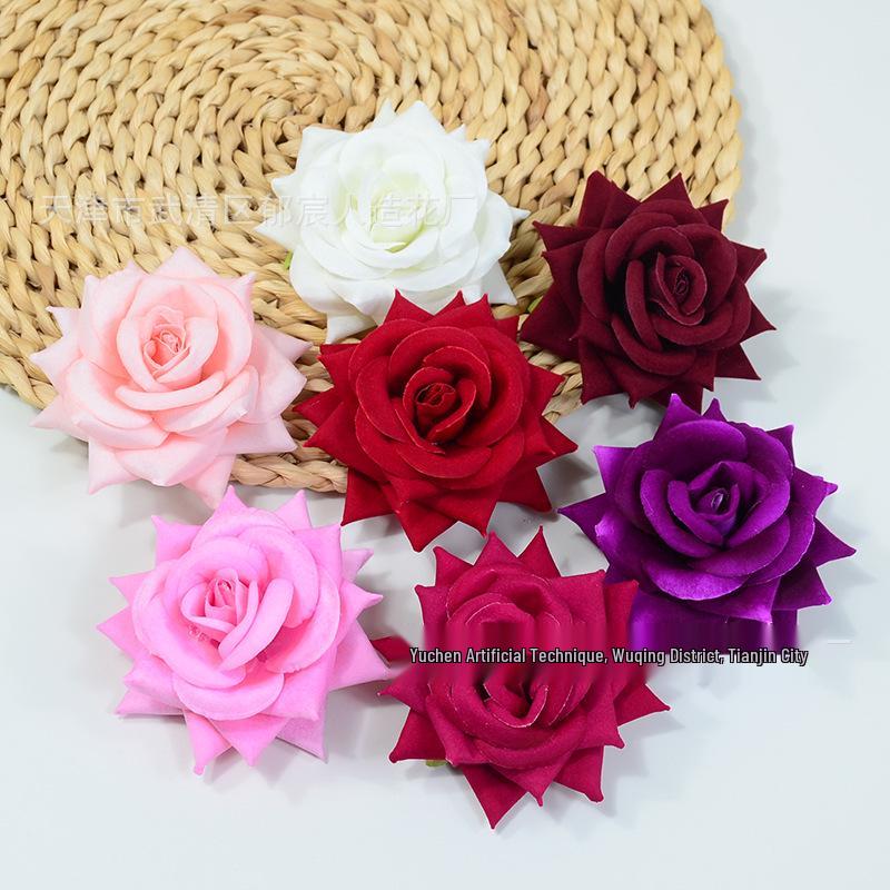 Ethnic Velvet Rose U-shaped Hairpin - Medium Size