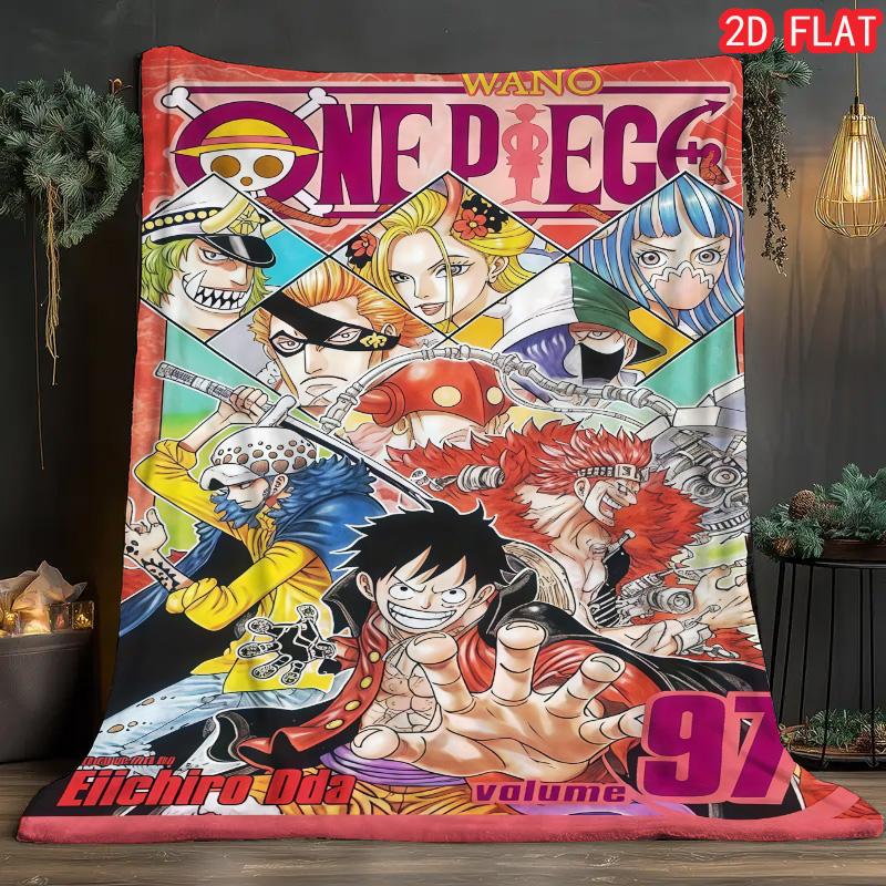One Piece HD Pattern Flannel Blanket Cozy Warm Blanket for Anime Fans Bedroom and Home Daily Use THW
