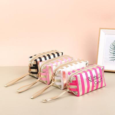 Vertical Stripe Cosmetic Bag Waterproof Women'S Makeup Bag Small Pouch Toiletry Storage Bag Makeup Case Travel Organizer Bags