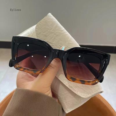 Nueva Moda Mujer Marca de Lujo Gafas de Sol Cuadradas Señoras Vintage Sobredimensionadas Gafas de Sol Femeninas Montura Grande Sombras Uv400 Negro