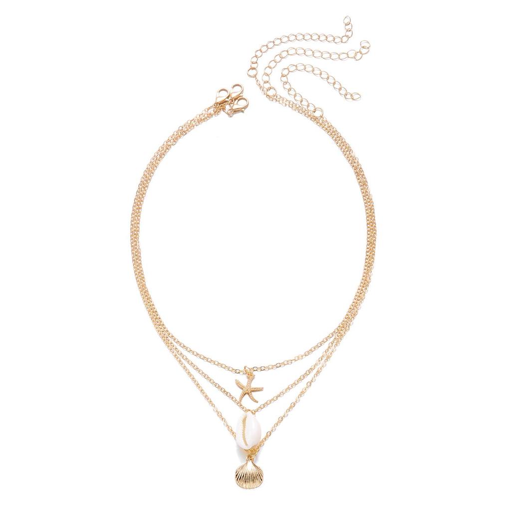 Bohemian Layered Starfish & Shell Pearl Necklace for Women