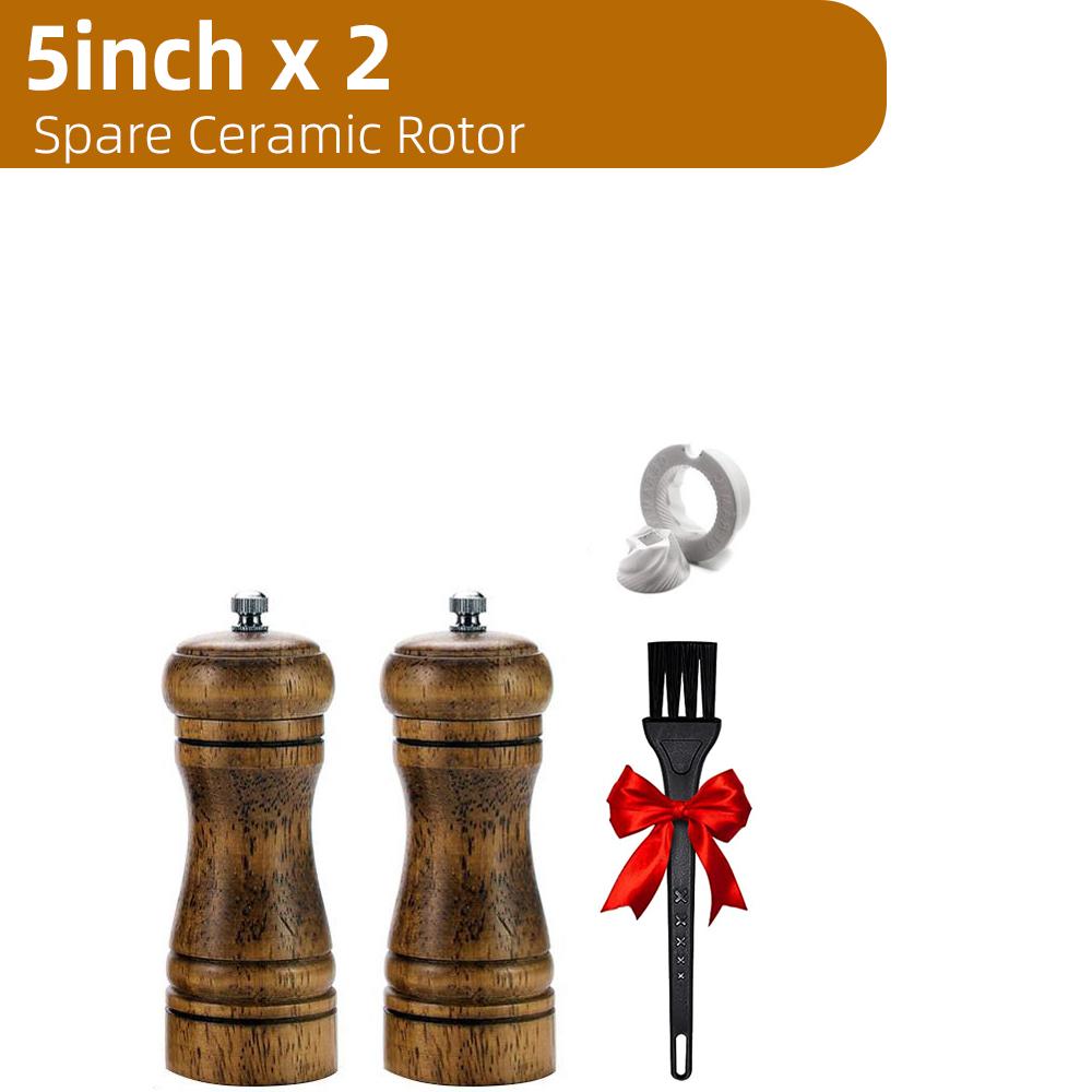 

Набор из деревянных мельниц для соли и перца, мельница для перца, солонки с регулируемым керамическим ротором - многоразовые - дубовая древесина