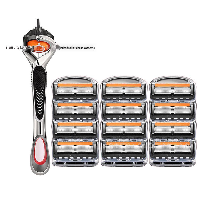 Five-Layer Anti-Scratch Razor, Stainless Steel Manual Shaver with Gillette Fusion5-Compatible Head
