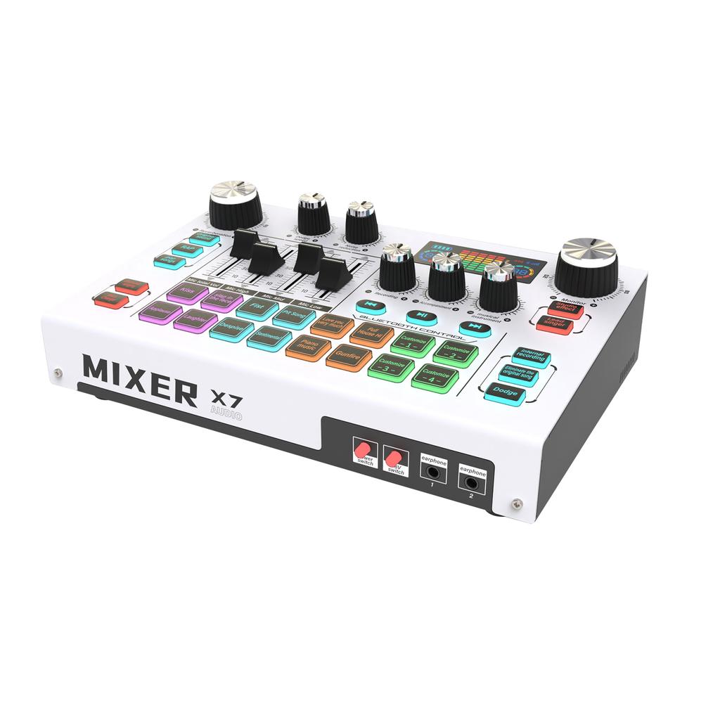 Placa de som externa X7 ao vivo, placa de mixagem de áudio, para transmissão ao vivo de música, gravação de karaokê e canto