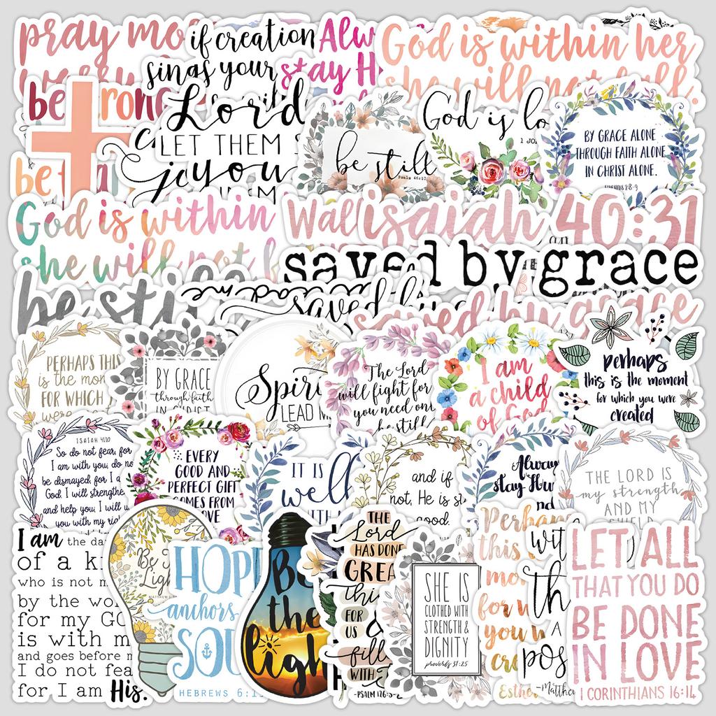 50 English Phrase Doodle Stickers for Mobile Phones and Computers, Waterproof Decorative Stickers, Creative DIY Stationery Stickers