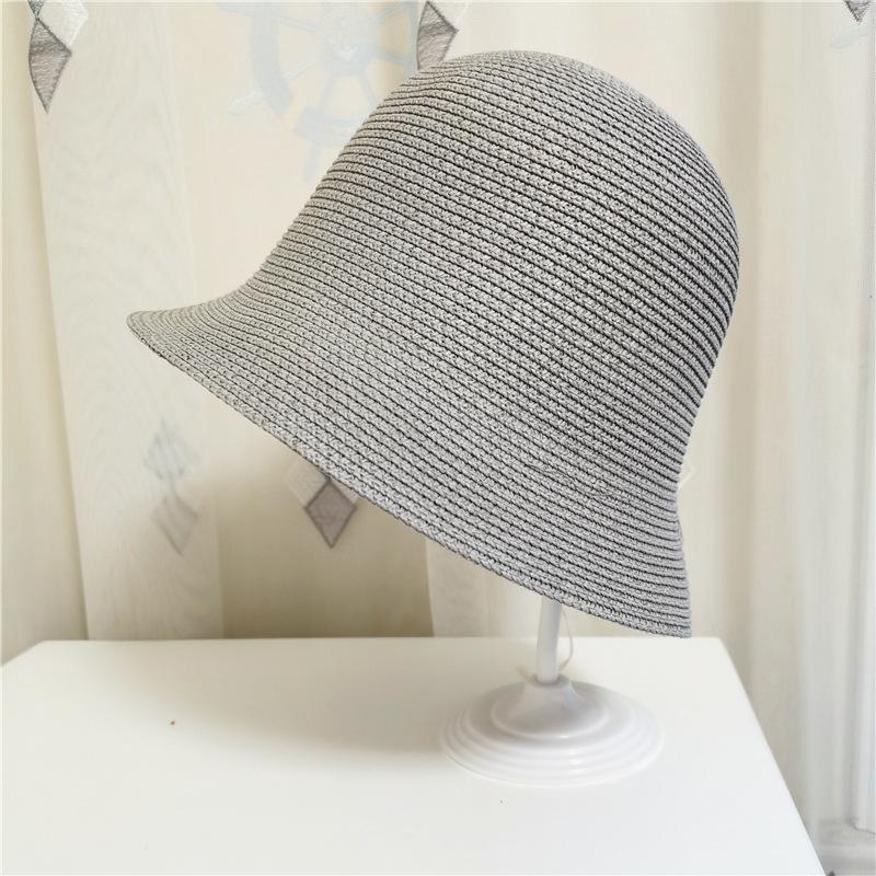 New Summer Foldable Bucket Hats For Women Girls Elegant Solid Color Breathable Straw Hat Outdoor Holiday Beach Visor Panama Caps