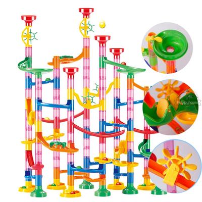 Race Track Building Blocks Kids 3D Maze Ball Roll Toy DIY Marble Run Race Coaster Set 80/105/109/133pc Christmas Gift